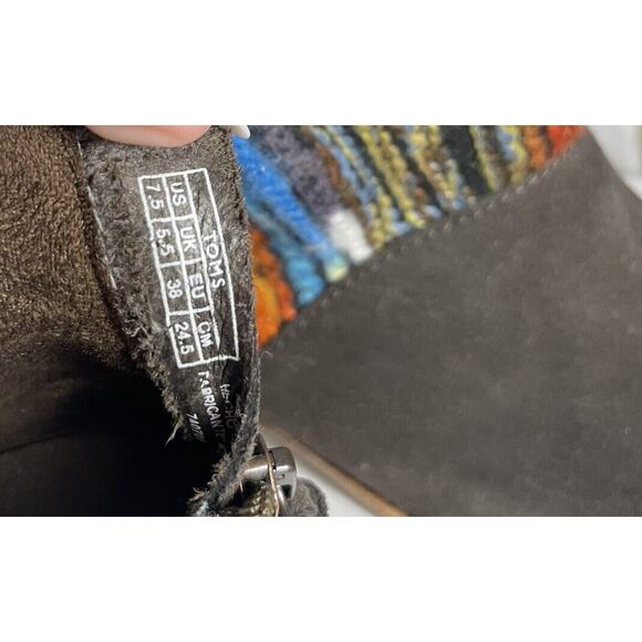 Toms Leila Chocolate Suede & Multicolor Yarn Bootie Mixed Textile Bootie Sz 7.5 - Picture 6 of 9